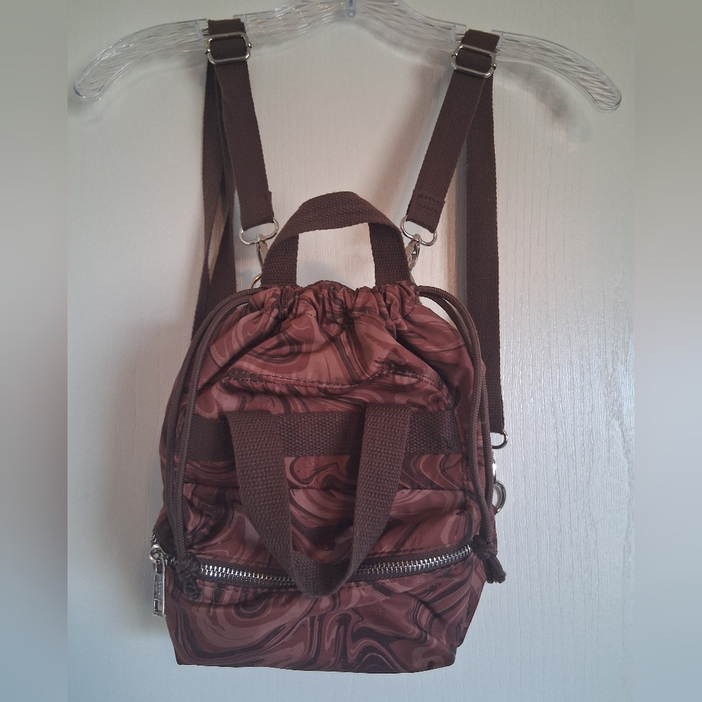 Madden Girl-Marble Drawstring Bucket Backpack Purse